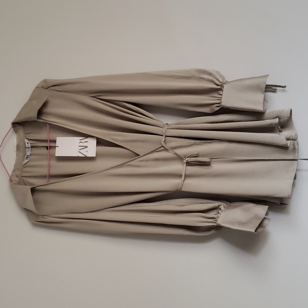 Mini Satin Dress, Small, Silver